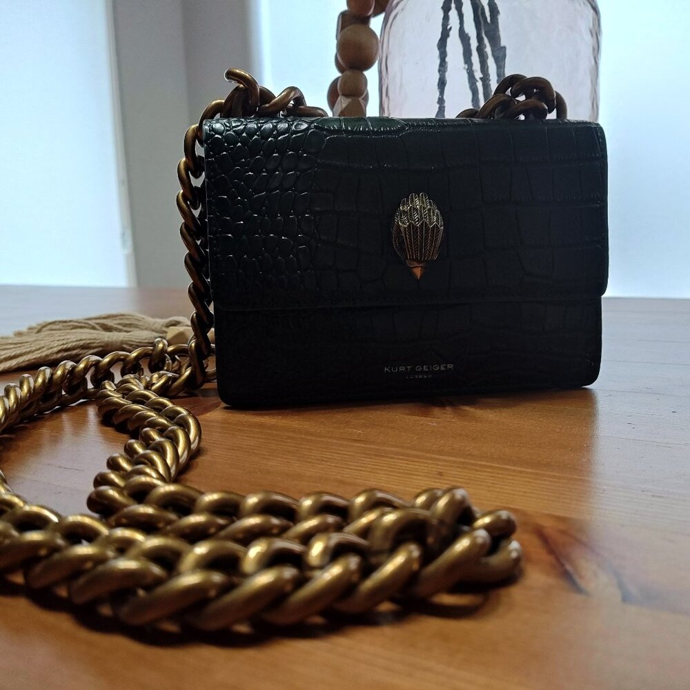 Kurt Geiger London Shoreditch Small Croc Embossed Leather Crossbody Bag